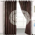 BROWN & WHITE SPLENDID GREEK VELVET CURTAINS - SET OF 2 PANELS image 0