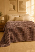 TEXTURED PLUSH BLANKET - DUSTY BROWN image 0