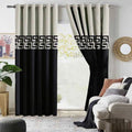 OFF WHITE & BLACK DOUBLE TONE VELVET CURTAINS - SET OF 2 PANELS image 0