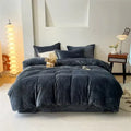 Velvet Reversible Duvet Cover Set - Black image 0