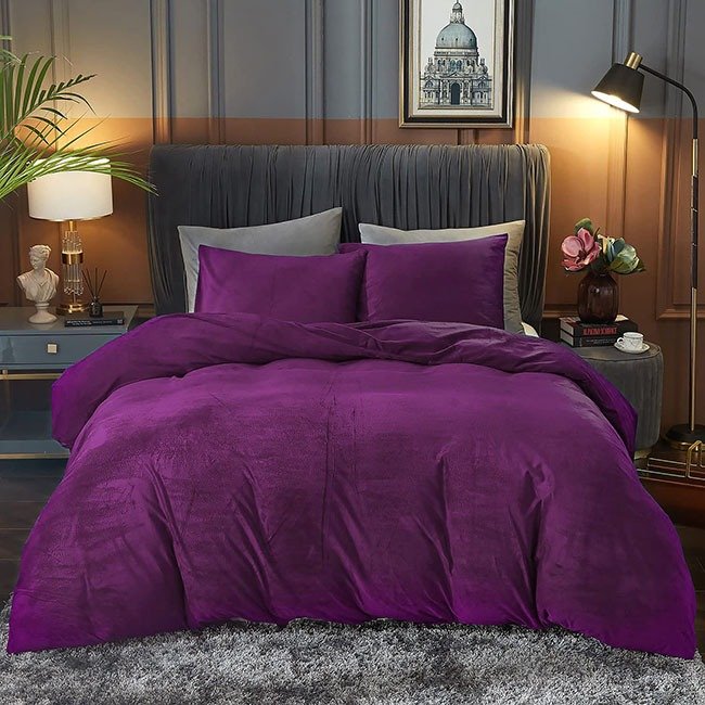 Velvet Duvet Cover Set - Purple image 0