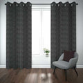 Premium Self Jacquard Curtains Fish Design Black ( 2 Curtain Set ) image 0