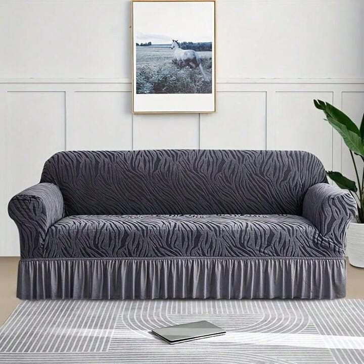 ZEBRA VELVET SOFA COVER - GREY image 0