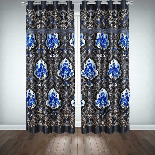 Printed Silk Curtains ( Pair ) image 0
