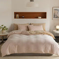 Velvet Reversible Duvet Cover Set - Off White & Beige image 0
