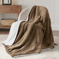 SHERPA FLEECE THROW BLANKET - BROWN image 0