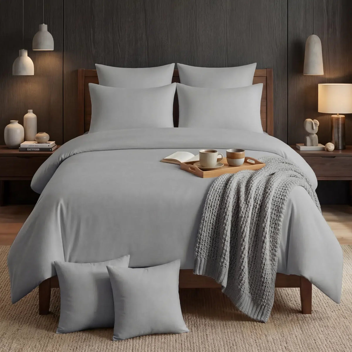 Cotton Duvet Cover Set - Silver Grey image 0