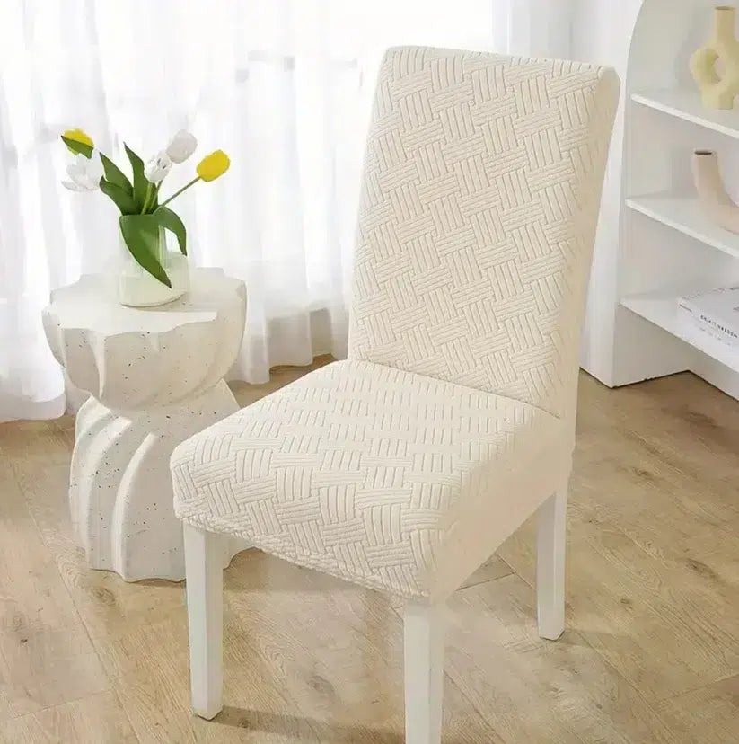 Stripe Jacquard Chair Covers - Beige image 0