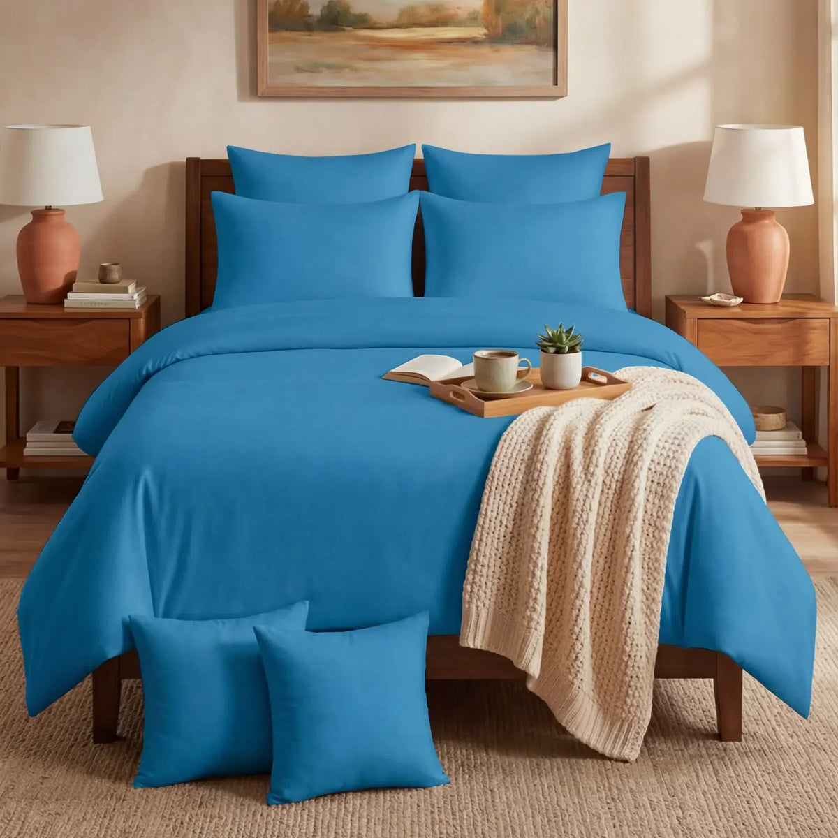 Cotton Duvet Cover Set - Sky Blue image 0