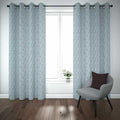 Premium Self Jacquard Curtains Fish Design Sky Blue ( 2 Curtain Set ) image 0