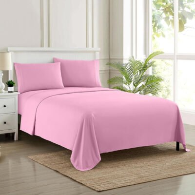 Velvet Flat Bed Sheet Pink image 0