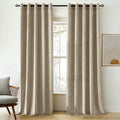 BEIGE PLAIN SOLID VELVET CURTAINS - SET OF 2 PANELS image 0