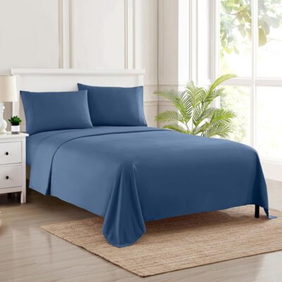 Velvet Flat Bed Sheet Denim image 0