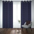 Premium Self Jacquard Curtains Fish Design Navy Blue ( 2 Curtain Set ) image 0