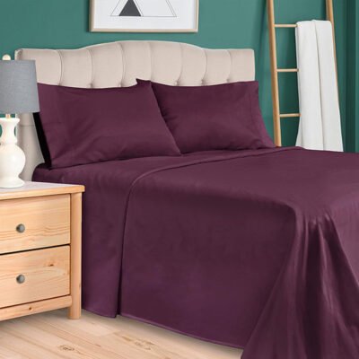 Plain Rich Cotton Bed Sheet Plum image 0