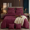 Texture Velvet Duvet Cover Set - Maroon image 0