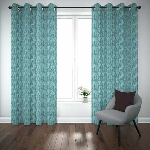 Premium Self Jacquard Curtains Fish Design Zinc ( 2 Curtain Set ) image 0
