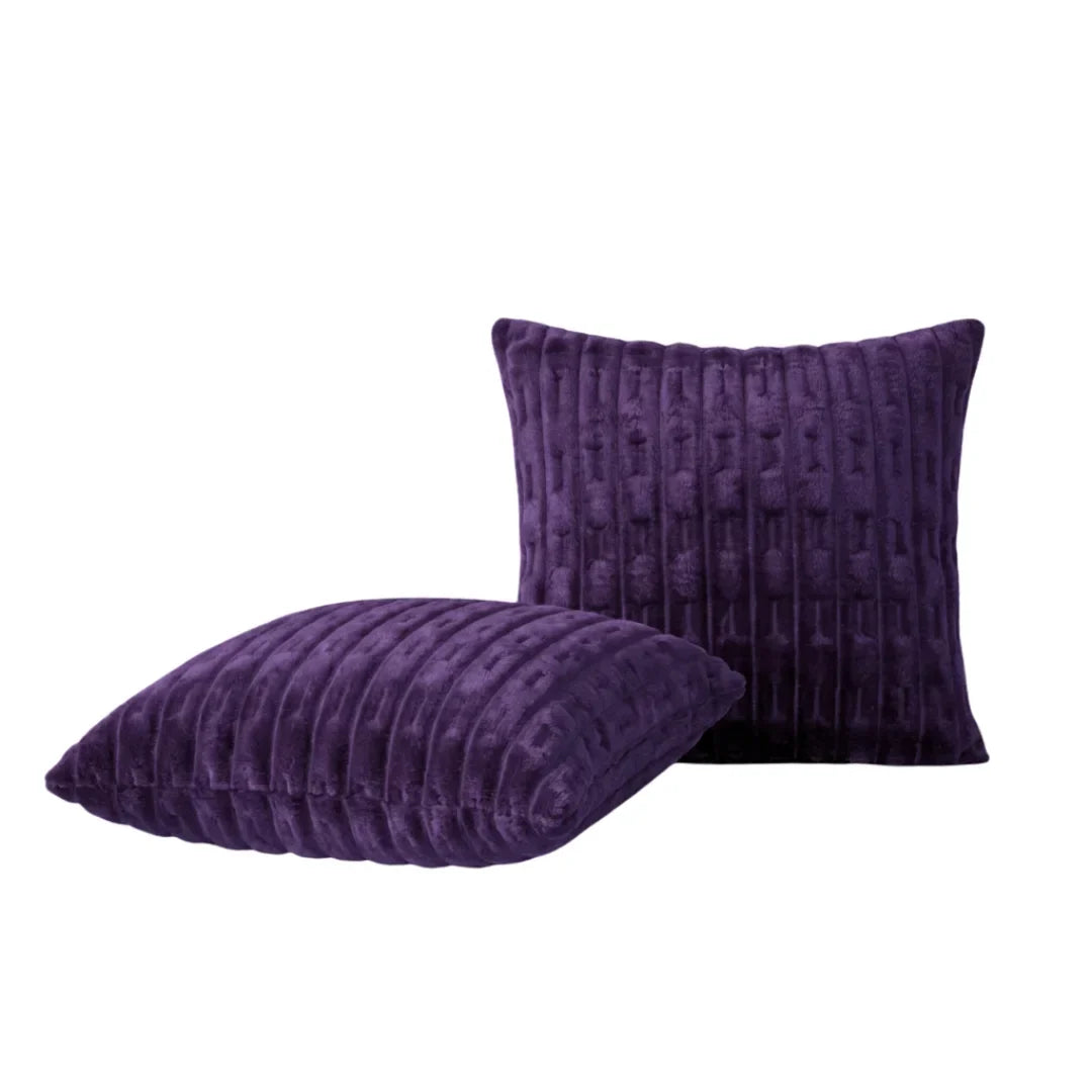 EMBOSSED FLEECE CUSHION COVERS - PLUM image 1