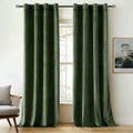 OLIVE GREEN PLAIN SOLID VELVET CURTAINS - SET OF 2 PANELS image 0