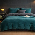 Velvet Reversible Duvet Cover Set - Arctic Teal & Dark Grey image 0