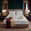 Premium Texture Velvet Fitted Bed Sheet Silver image 0