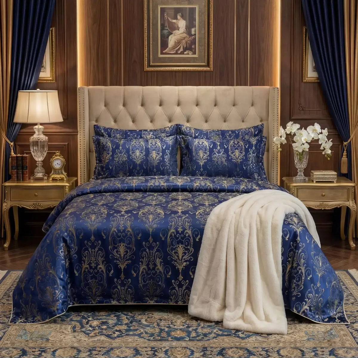 Texture Velvet Flat Bed Sheet Blue image 0