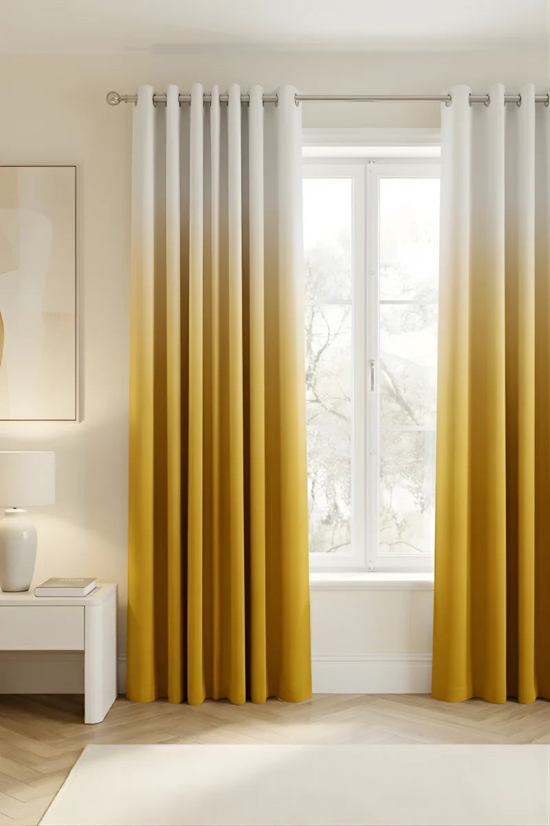MUSTARD DIP-DYE OMBRE VELVET CURTAINS – SET OF 2 PANELS image 0