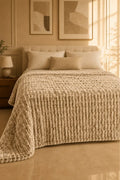 TEXTURED PLUSH BLANKET - CREAM BEIGE image 0