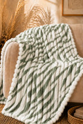 PREMIUM CORAL FLEECE BUBBLE BLANKET - SAGE GREEN & WHITE image 0