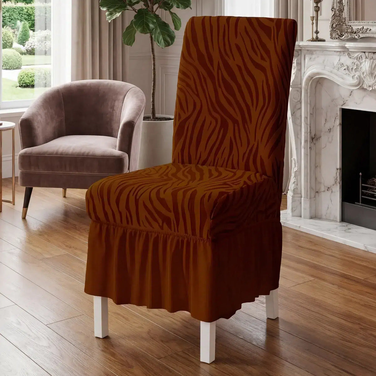 Zebra Velvet Chair Covers - Copper image 0