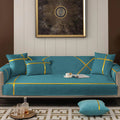 Velvet Sofa Runner with Cushion Covers Teal image 0