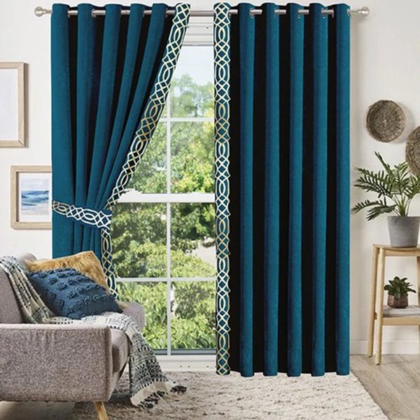 Luxury Velvet Curtains Side Border ( 2 Curtains Set ) image 0