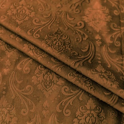 COPPER SELF PRINT VELVET CURTAINS - SET OF 2 PANELS image 2