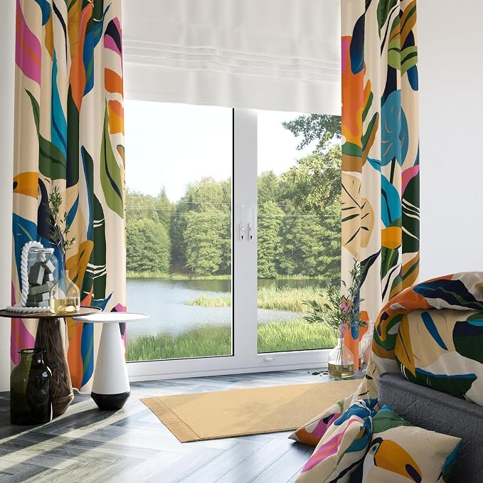 JUNGLE VOGUE DIGITAL PRINT VELVET CURTAINS – SET OF 2 PANELS image 1
