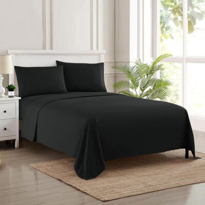 Velvet Flat Bed Sheet Black image 0