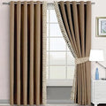 DULL BROWN & WHITE SIDE BORDER VELVET CURTAINS - SET OF 2 PANELS image 0