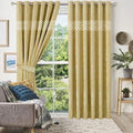 Luxury Velvet Curtains Front Border - Glow Yellow And Off White image 0