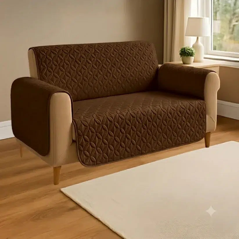ULTRASONIC QUILTED SOFA RUNNER - BROWN image 0