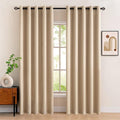 Export Self Plain Cotton Jacquard Curtains Fawn ( 2 Curtains Set ) image 0