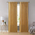 GOLDEN PLAIN SOLID VELVET CURTAINS - SET OF 2 PANELS image 0