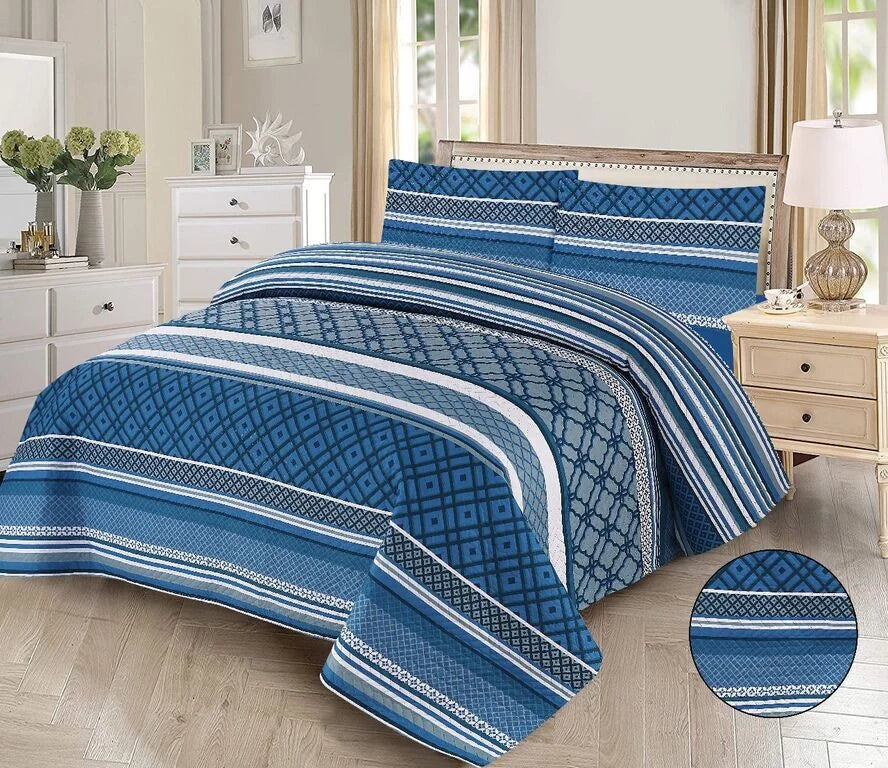 Blue Heaven Printed Bedspread - 3Pcs image 0