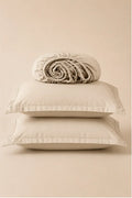 IVORY SOLID COTTON FITTED BEDSHEET - 3PCS image 0