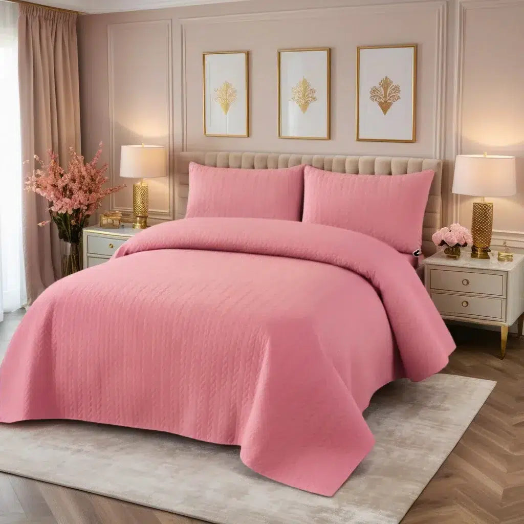 Pink BedSpread Set - 3Pcs image 0