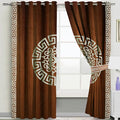 POLISH BROWN & SKIN SPLENDID GREEK VELVET CURTAINS - SET OF 2 PANELS image 0