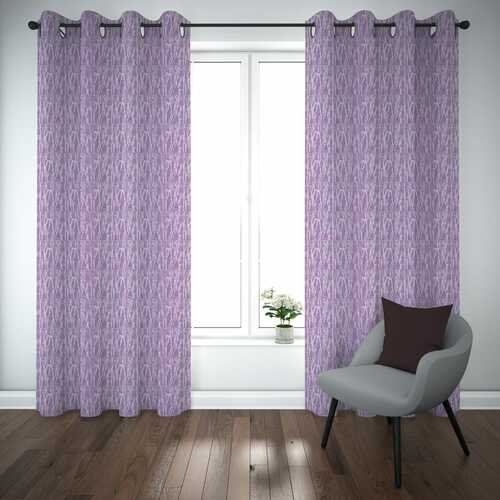 Premium Self Jacquard Curtains Fish Design Light Purple ( 2 Curtain Set ) image 0