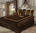 Luxury Embossed Velvet Bedsheet Brown ( 5 PCS ) image 0