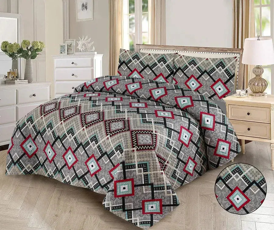 Diamond Drift Printed Bedspread - 3Pcs image 0