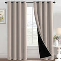 SELF JACQUARD BLACKOUT CURTAINS - FAWN image 0
