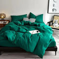 Cotton Reversible Duvet Cover Set - Emerald Green image 0