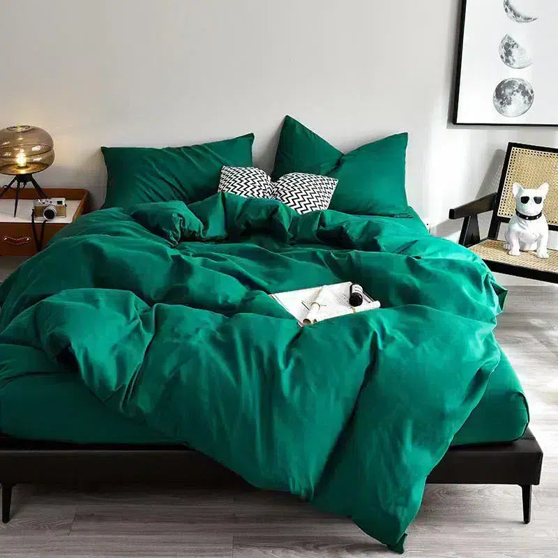 Cotton Reversible Duvet Cover Set - Emerald Green image 0